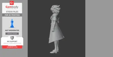 Side view of Albedo figurine from Genshin Impact, ready for 3D printing.