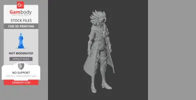 3D figurine of Albedo from Genshin Impact, detailed character in a long coat, ready for printing.