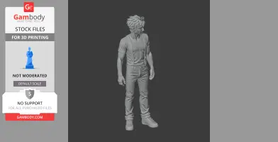 3D model of a male character with spiky hair, wearing a t-shirt and jeans with suspenders, based on 'Stardew Valley.'