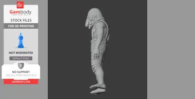 Alien-like humanoid figure with a rounded head and textured suit, designed for 3D printing.