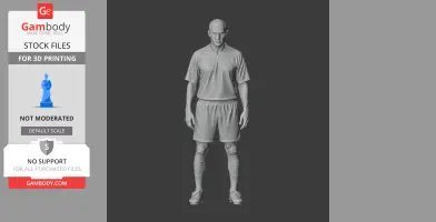 3D model of a soccer player figurine in uniform, standing upright.