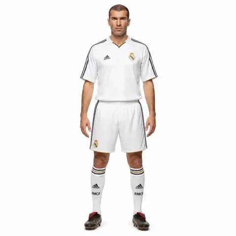 A 3D printable figurine of a soccer player in a white jersey, with arms at sides, and wearing black cleats.
