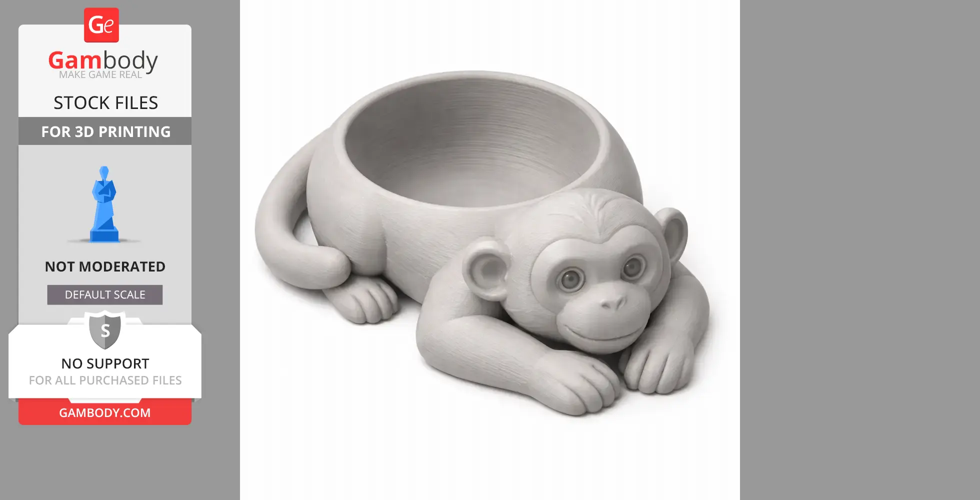 Monkey Bowl - Animal Wall Hook STL