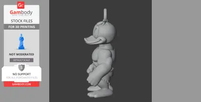A muscular duck character with a ring on its head, resembling a cartoon and superhero mashup figure.