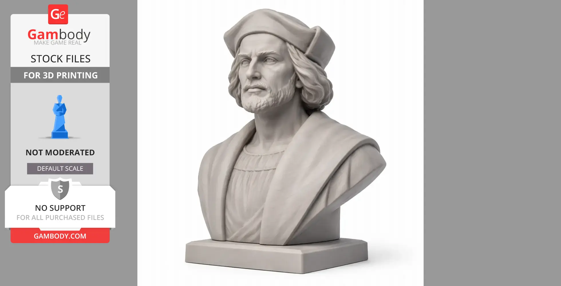 Christopher Columbus Bust - Historical Warrior STL