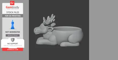 3D model of a moose-shaped bowl designed as a wall hook for 3D printing.