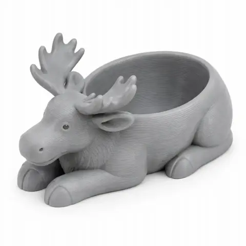 3D model of a moose-shaped bowl with antlers, designed for 3D printing.