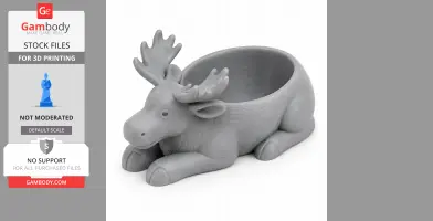 A 3D-printed moose-shaped bowl with antlers, designed for wall mounting.