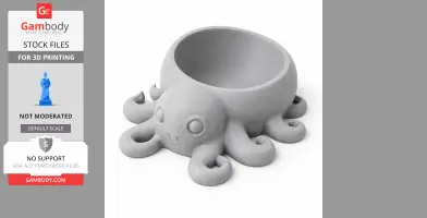 Octopus Bowl - Animal Wall Hook STL