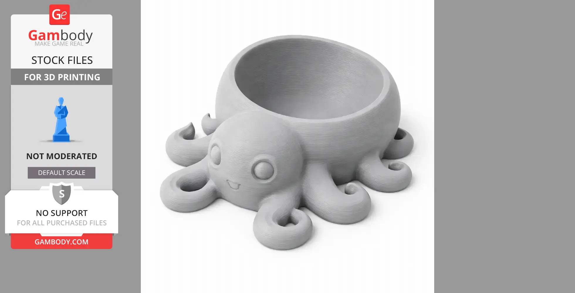 Octopus Bowl - Animal Wall Hook STL