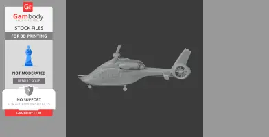 3D model of an Airbus H160 helicopter, side view, designed for 3D printing.