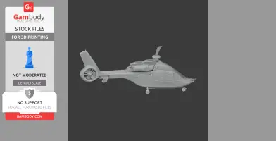 3D model of Airbus H160 helicopter, side view, suitable for 3D printing.