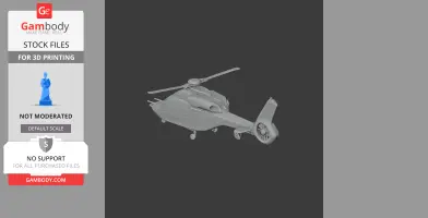 A 3D model of an Airbus H160 helicopter, suitable for 3D printing, shown in a grayscale rendering.