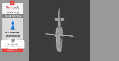 Top view of a 3D model of the Airbus H160 helicopter, showing rotors and tail. Designed for 3D printing.