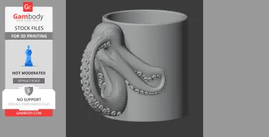 Octopus Mug - Animal Wall Hook STL