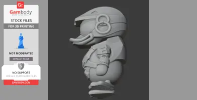 Duck in armor helmet, side view. Mashup figure for 3D printing by Gambody.