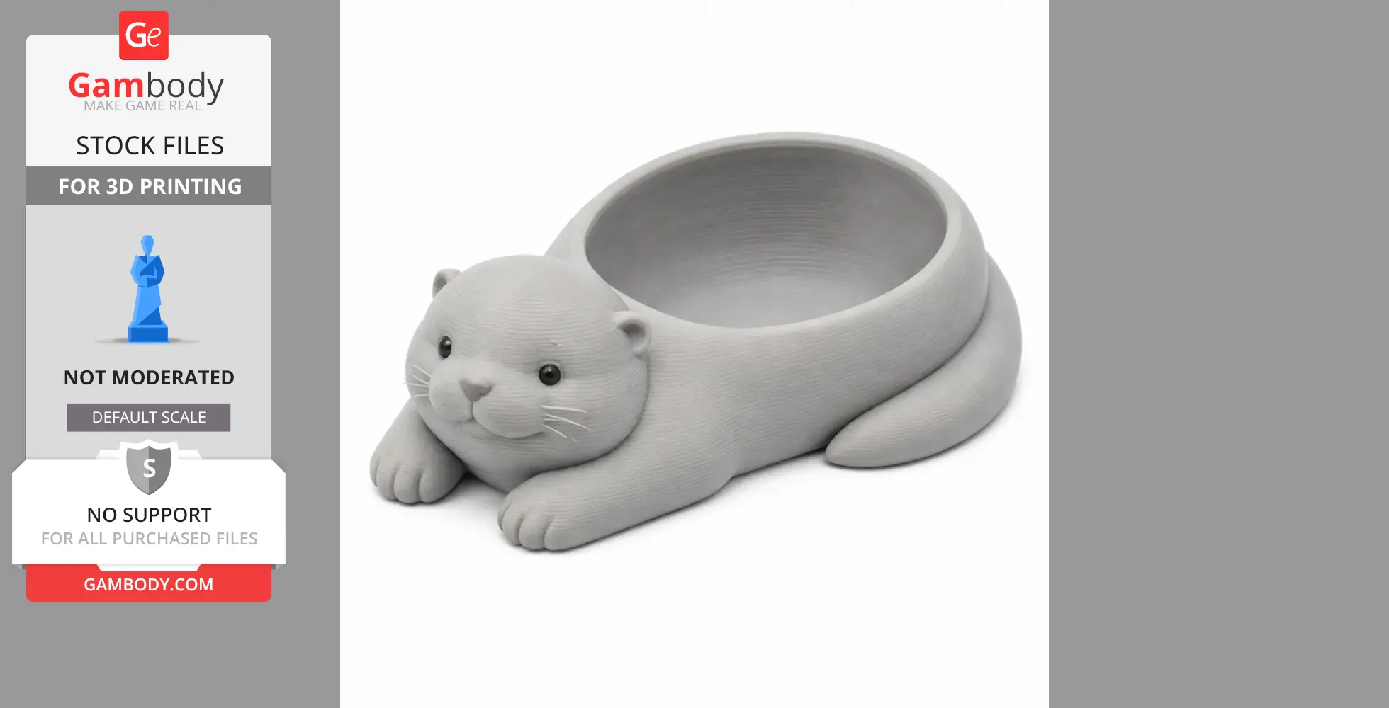 Cute otter-shaped bowl and hook for 3D printing, designed by Gambody.