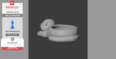 A 3D model of an otter-shaped bowl and wall hook combo for 3D printing.
