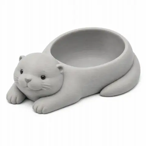 Cute otter-shaped bowl and wall hook for 3D printing, featuring detailed features and smooth finish.