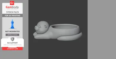 3D model of an otter-shaped bowl with a wall hook design, ideal for 3D printing.