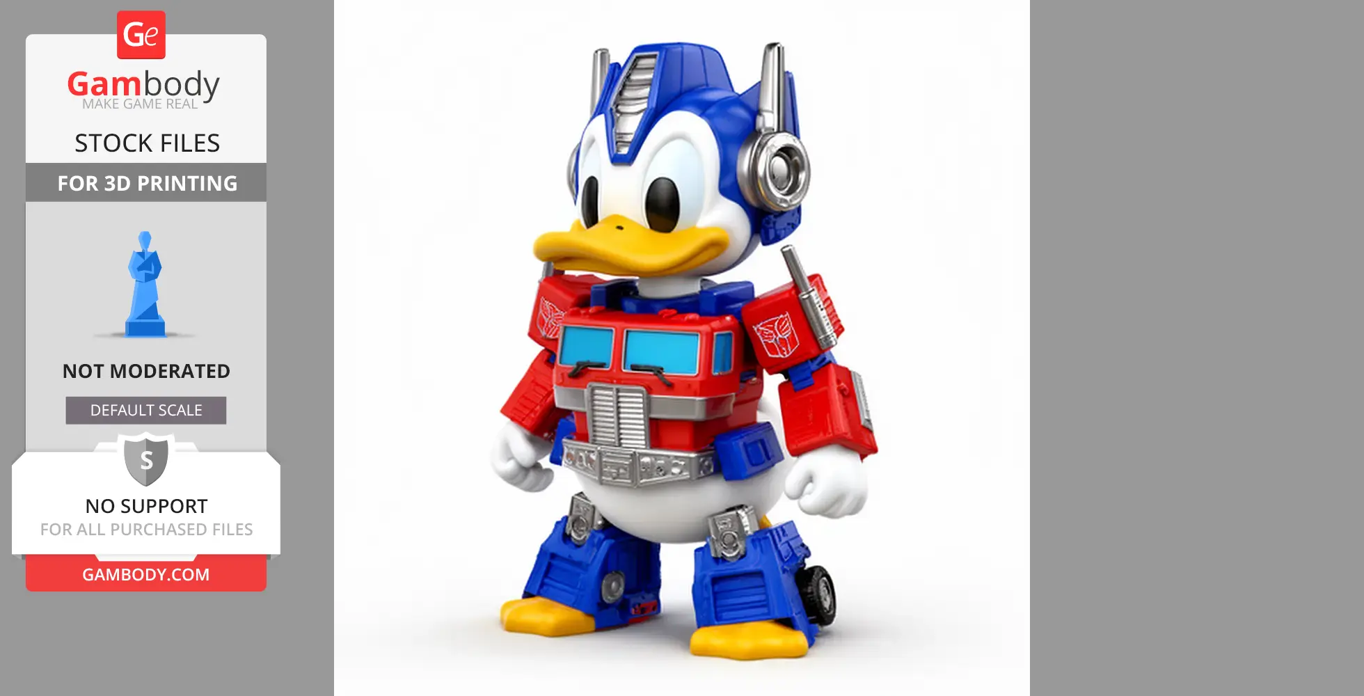 Donald Duck Optimus Prime Ring Figure - Mashup Figure STL