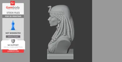 A detailed 3D bust of Cleopatra VII, featuring traditional Egyptian attire and braided hair.