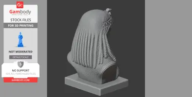 3D printable bust of Cleopatra VII with detailed braided hairstyle and smooth base.