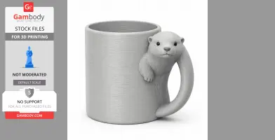 A 3D printable mug with an otter design, featuring the animal incorporated into the handle.