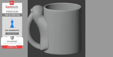 3D model of a mug with an otter-shaped handle, designed for 3D printing.