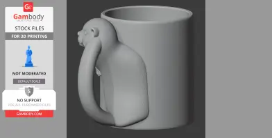 3D model of a mug with an otter-shaped handle, designed for 3D printing.