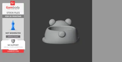 3D model of a panda-themed bowl with ears, designed as a wall hook for 3D printing.