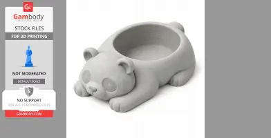 A 3D model of a panda-shaped bowl, usable as a wall hook, with a round opening on its back.