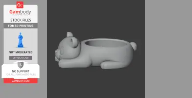 3D model of a panda-shaped wall hook with a bowl on its back.