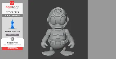 A 3D model of a duck character in stormtrooper armor, ready for 3D printing.
