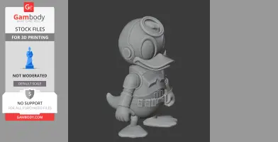 Cartoon duck in stormtrooper armor, standing on a ring.