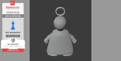 A simple, stylized figure with a cape and ring-like halo on top, designed for 3D printing.