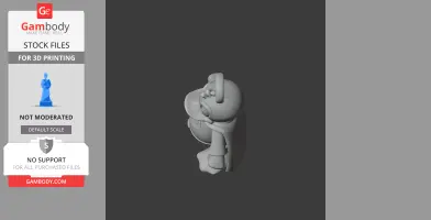 A 3D model of a duck character in a superhero-like pose with a cape and emblem, designed for 3D printing.
