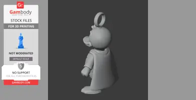 Cartoon duck superhero figure with a cape and ring on head, designed for 3D printing.