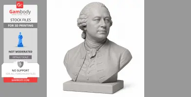 A detailed bust of a man in historical attire with a formal expression, suitable for 3D printing.