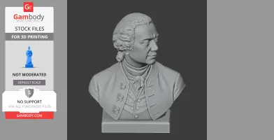 Bust of a man with 18th-century attire, detailed facial features, and styled hair, on a plain base.