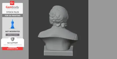 Bust of David Hume from the back, focusing on detailed hair and garment for 3D printing.