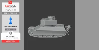 3D model of a 9TP tank with detailed tracks and turret, designed for 3D printing.