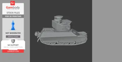 3D model of a 9TP tank with turret and tracks, designed for 3D printing.