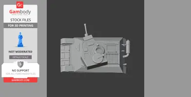 Top view of a detailed 3D model of a tank with visible turret and hatches, designed for 3D printing.