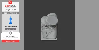 3D model of a bust, viewed from above, featuring a person in a hat and detailed clothing.
