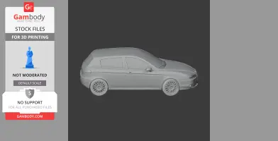3D model of an Alfa Romeo 147 car, side view, for 3D printing.