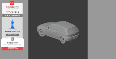 3D model of an Alfa Romeo 147, shown from rear, designed for 3D printing.