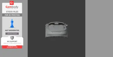 3D model of Alfa Romeo 2uettottanta, rear view, for 3D printing. Black and gray background.