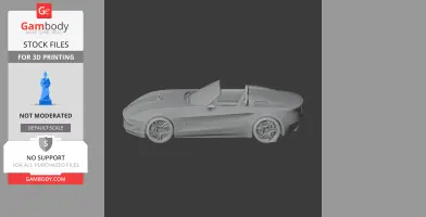 A sleek 3D model of a convertible sports car, Alfa Romeo 2uettottanta, side view for printing.