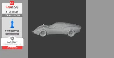 3D model of an Alfa Romeo 33 Stradale, side view, for 3D printing.